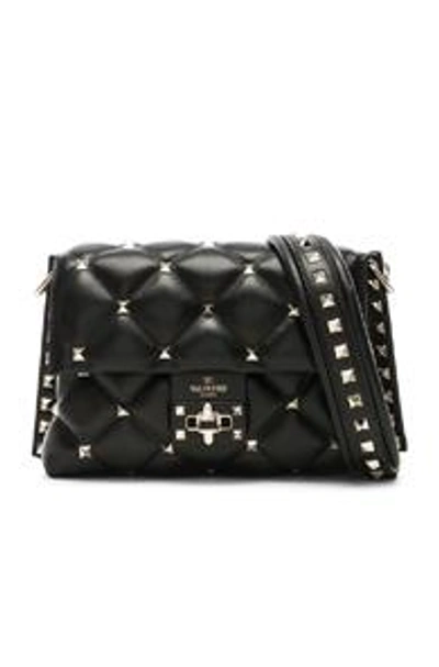Shop Valentino Medium Candystud Shoulder Bag In Black