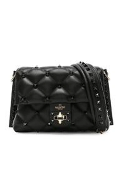 Shop Valentino Medium Candystud Shoulder Bag In Black