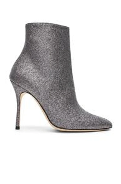 Shop Manolo Blahnik Glitter Insopo 105 Boots In Gray,metallic