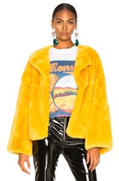 Shop Monse Rex Rabbit Fur Jacket In Yellow. In Mustard