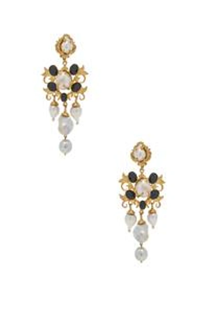 Shop Christie Nicolaides Ariadne Earrings In Gold & Black