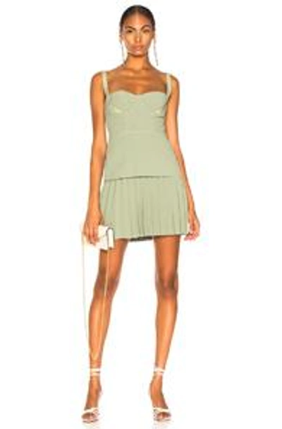 Shop Dion Lee Buster Pleated Mini Dress In Green