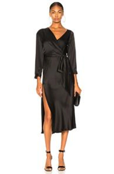 Shop Michelle Mason Asymmetrical Dress With Tie In Pink. In Black