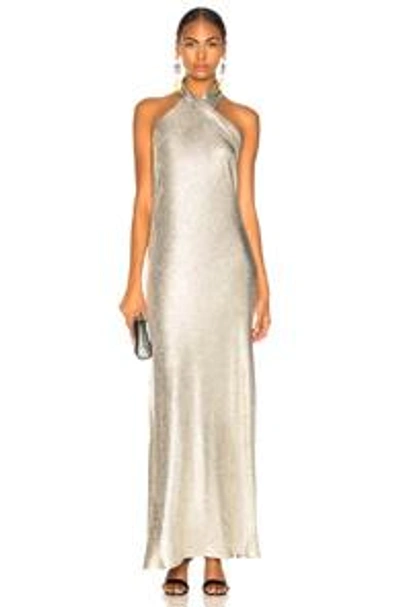 Shop Galvan Satin Pandora Dress In Platinum
