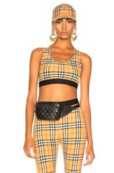 Shop Burberry Dalby Bra Top In Antique Yellow Check