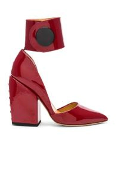 Shop Petar Petrov Patent Leather Sally Toe Pumps In Red Patent & Black