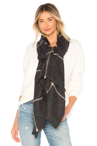 Shop Hat Attack Windowpane Blanket Scarf In Charcoal