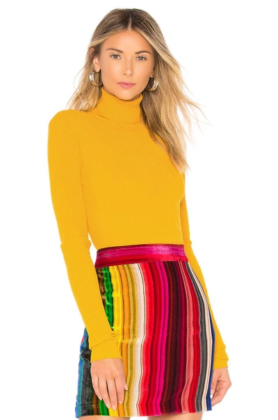 Shop Milly Rib Turtleneck Pullover In Yellow