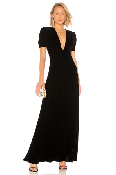 Shop Jill Jill Stuart Plunge Neck Velvet Gown In Black