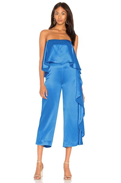 Shop Mestiza New York Jacqueline Cropped Ruffle Jumpsuit In Blue. In Sapphire