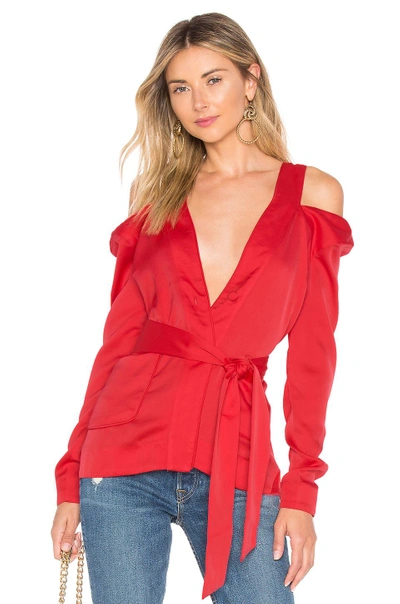 Shop Chrissy Teigen X Revolve Tristan Boudoir Jacket In Red. In True Red