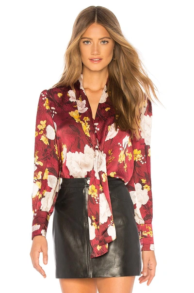 Shop Alice And Olivia Crogan Blouse In Water Lotus Bordeaux