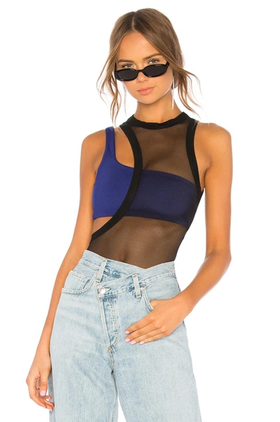 Shop H:ours Sutra Bodysuit In Black & Blue Violet