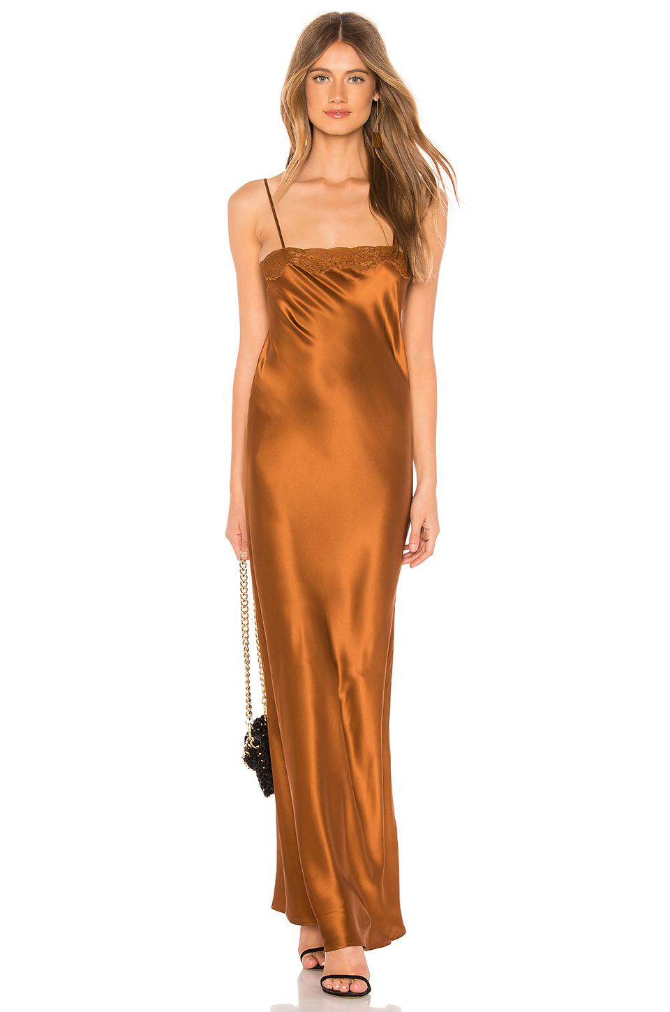 bronze satin dress