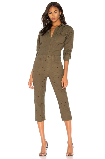 Shop Current Elliott The Crew Coverall In Rural Green Polka Dot
