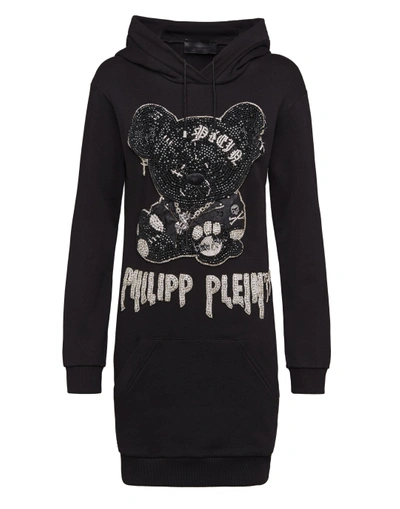 Philipp Plein Hoodie Sweatshirt Teddy Bear In Black / Black