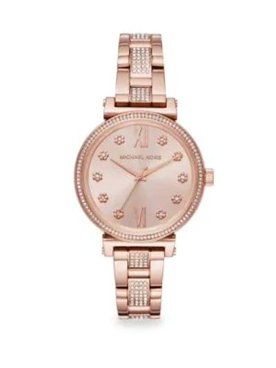 Shop Michael Kors Mini Sofie Rose-goldtone Bracelet Watch In Rose Gold