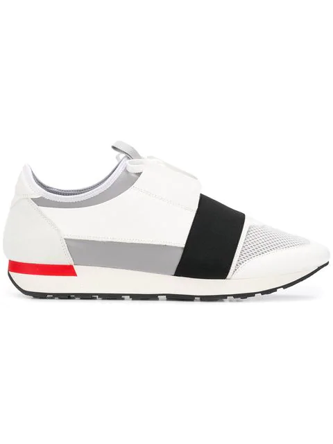 Balenciaga Low-top Sneakers Race Runner Calfskin Suede Textile Logo ...