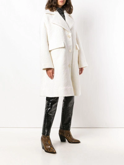 Shop Ganni Single Breasted Midi Coat In White