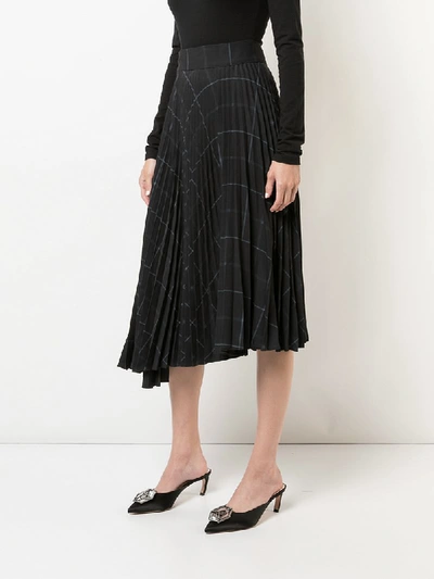 Shop Vince Pleated Midi Skirt In Black