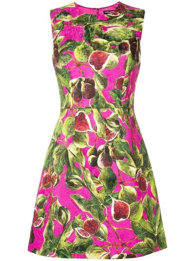 Shop Dolce & Gabbana Fig Print Brocade Dress - Green