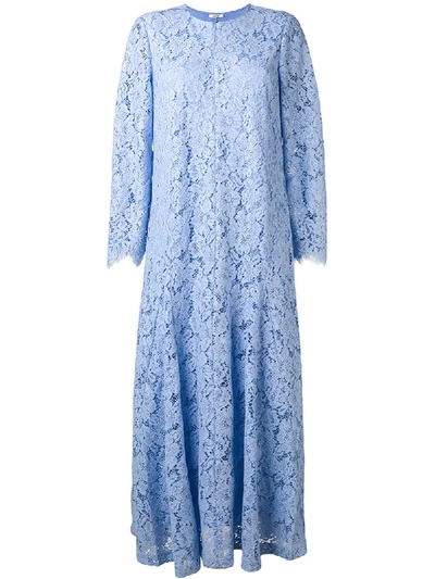 Shop Ganni Jerome Lace Maxi Dress In Blue