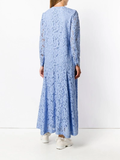 Shop Ganni Jerome Lace Maxi Dress In Blue