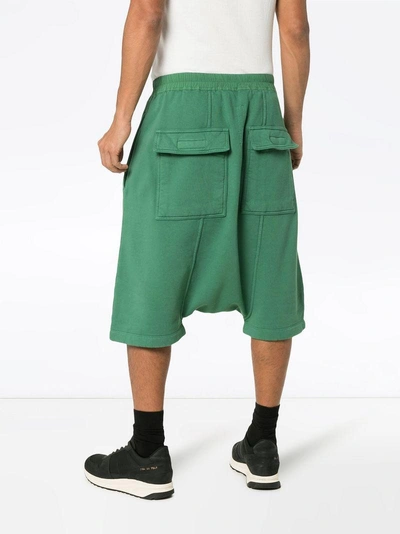Shop Rick Owens Drkshdw Green Drop-crotch Cropped Cotton Shorts - 65 Institution Green