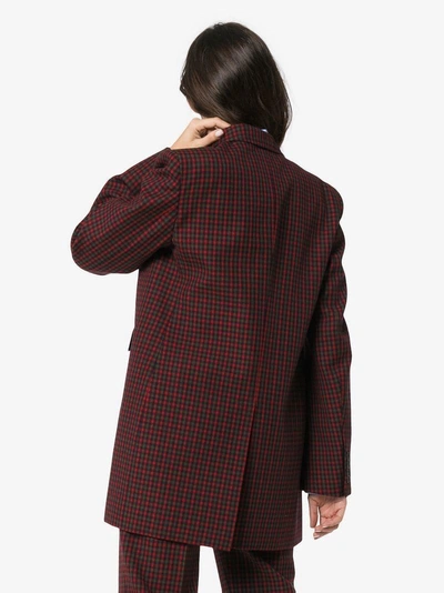 Shop Balenciaga Checked Boxy Fit Blazer - Red