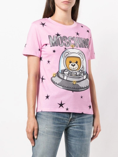 Shop Moschino Space Teddy-print T-shirt - Pink