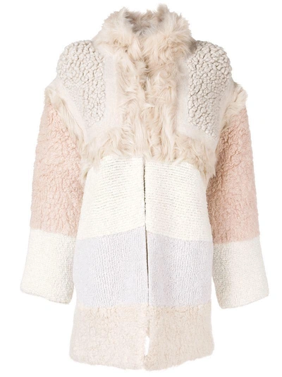 Shop Stella Mccartney Colour-block Shearling Coat - White