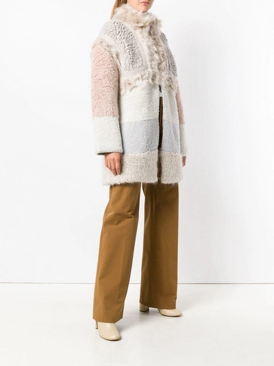 Shop Stella Mccartney Colour-block Shearling Coat - White