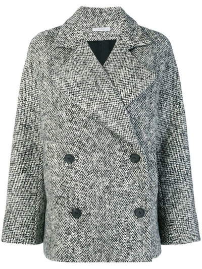 Shop Dušan Tweed Buttoned Coat In Black