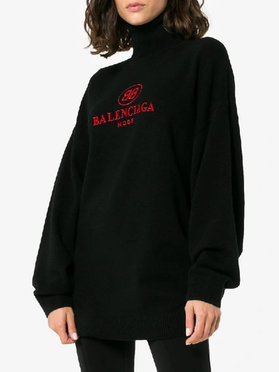 Shop Balenciaga Logo Roll Neck Jumper