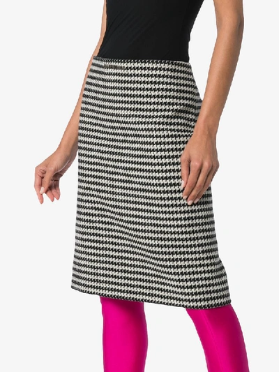 Shop Balenciaga Houndstooth Wool-blend Pencil Skirt