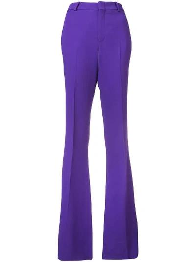 Shop Gucci High-waisted Flared Trousers - Purple In Pink & Purple