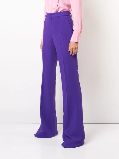 Shop Gucci High-waisted Flared Trousers - Purple In Pink & Purple