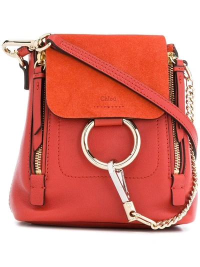 Shop Chloé Faye Mini Leather Backpack In Red