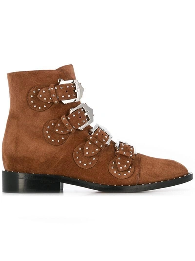 Shop Givenchy Buckle Ankle Boots - Brown