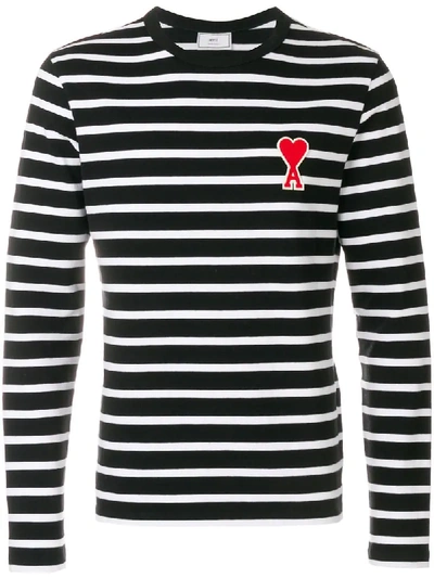 Shop Ami Alexandre Mattiussi Ami De Coeur Long Sleeved T-shirt In Black