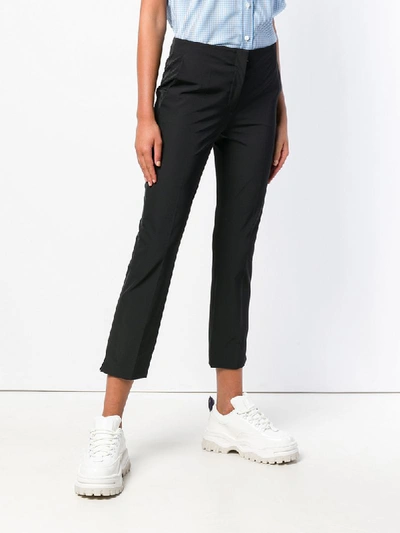 Shop Prada Cropped Tailored Trousers - Black