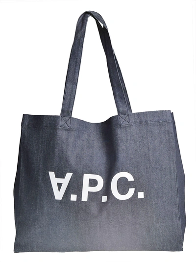Shop Apc A.p.c. Logo Shopper Bag In Indigo