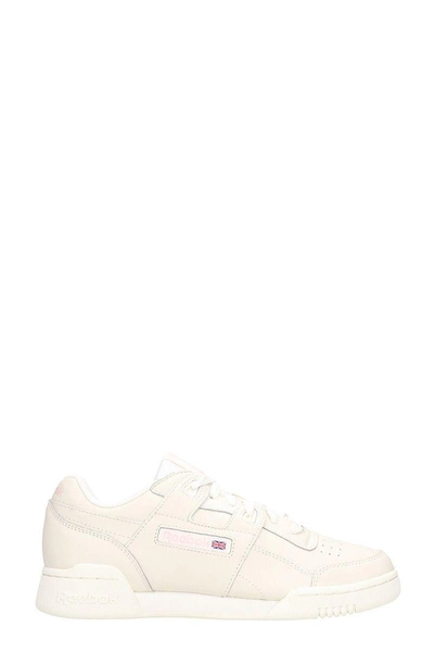 Shop Reebok Workout Lo Plus Beige Leather Sneakers