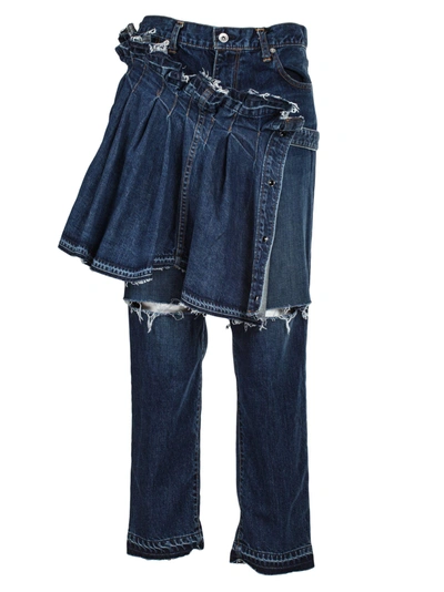 Shop Sacai Straight Leg Jeans In Blue