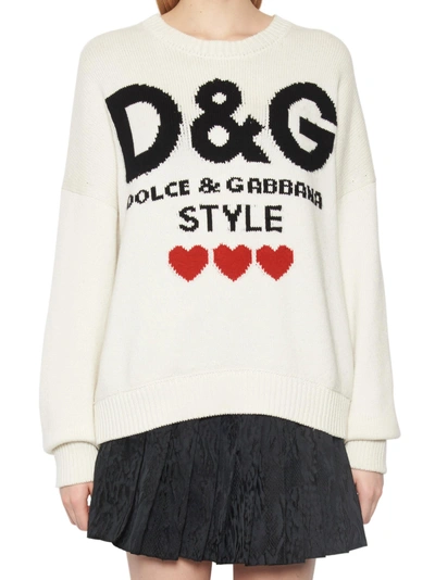 Shop Dolce & Gabbana 'd & G Style' Sweater In White