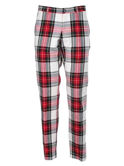 Shop Dries Van Noten Checked Slim Fit Trousers In White