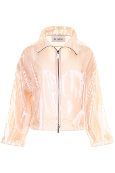 Shop Valentino Nude Silk Chiffon Lining Oversized Jacket In Pink