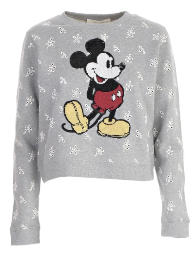 Shop Marc Jacobs Mickey Mouse Embroidered Sweater In Grey