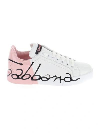 Shop Dolce & Gabbana Paneled Logo Sneakers In Pink