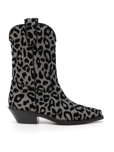 Shop Dolce & Gabbana Leopard Print Cowboy Boots In Silver